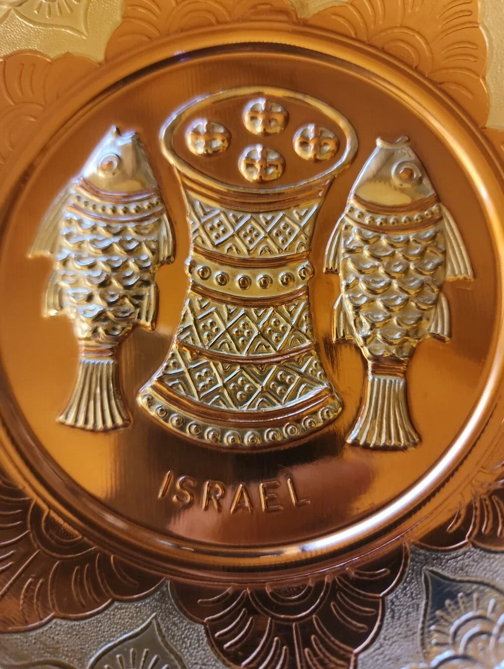 Vintage David Miro Artist Religious Israel Plate,Copper,Brass,Silver Plated,6in
